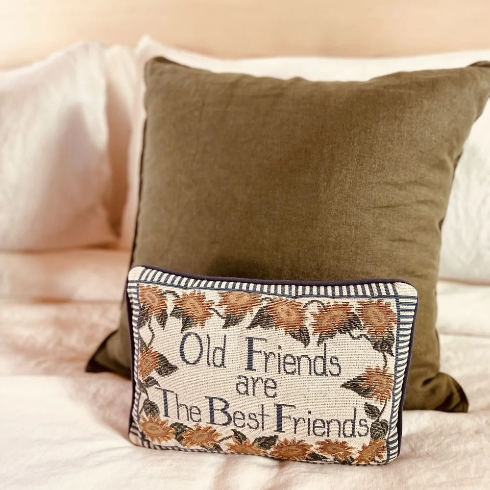 COTTAGE CORE NEEDLEPOINT STYLE CUSHION COASTAL GRANDMOTHER BOHO COUNTRY‎ EUC